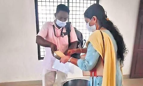 Food safety officers inspecting the kitchen of Government Girls Higher Secondary School at Neyyattinkara