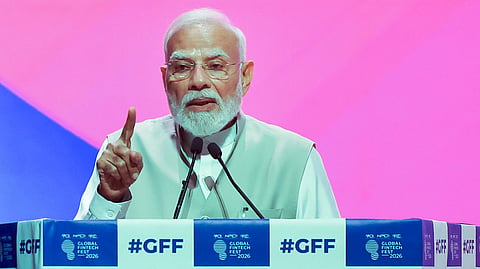 Prime Minister Narendra Modi addresses during the inauguration of Global Fintech Fest (GFF) 2026, in Mumbai on Tuesday.