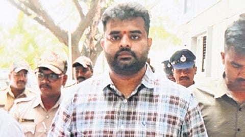 Prajwal Revanna arrives at a court in Bengaluru on Tuesday