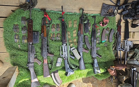 During the operation, eight suspected rebels were apprehended and seven automatic weapons were recovered from the camp.