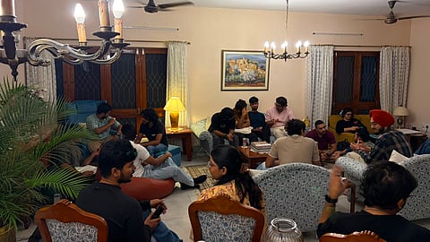 A cosy founders’ gathering at AI personal memory company Minimi’s villa-office in Indiranagar