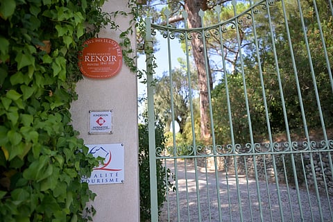The entrance of the Renoir Museum is pictured after thieves stole four valuable Renoir paintings, in Cagnes-sur-Mer, Tuesday, Sept. 8, 2026.