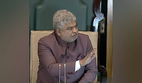 Speaker Gaddam Prasad Kumar speaks during the day 2 of the eighth session of Telangana Legislative Assembly in Hyderabad.