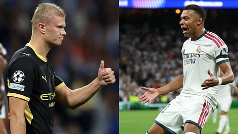 Haaland (L) has now scored an astonishing 59 goals in 59 appearances in the Champions League, and Mbappe (R) has now scored 71 Champions League goals, equalling the tally of Real legend Raul.