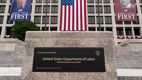 A view of the US Department of Labor in Washington, July 7, 2026.