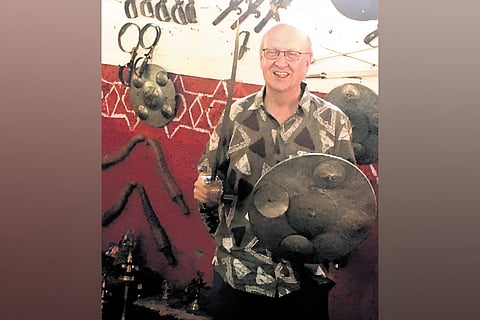 William Gilcher at a kalari during his visit to Thalassery