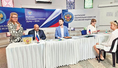 Russians casting their votes