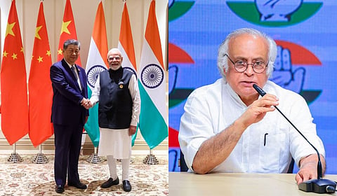 PM Narendra Modi and Chinese President Xi Jinping on the sidelines of the Delhi BRICS Summit (Left); Congress general secretary Jairam Ramesh (Right).