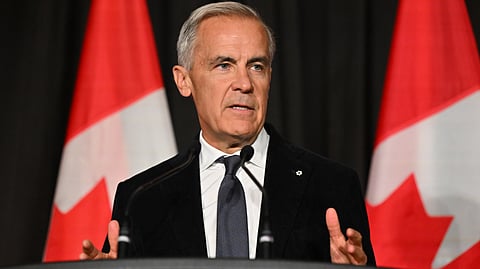 Canadian Prime Minister Mark Carney speaks to Canadian business leaders at the Canada Investment Summit welcome reception in Toronto, Sunday, Sept. 13, 2026.