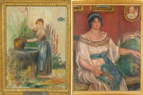 Young Woman at the Well (left, 1886) and Portrait of Madame Colonna Romano (1910), by French painter Pierre-Auguste Renoir, were stolen from the Renoir Museum in Cagnes-sur-Mer, France, last Tuesday