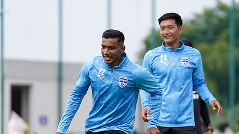 Ashique Kuruniyan (L) and Lalremtluanga Fanai (R) during their training session at CSE Phase 3 in Bengaluru