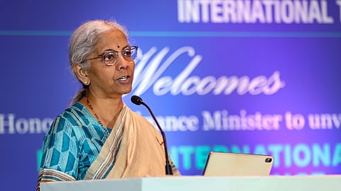 Union Finance Minister Nirmala Sitharaman addresses the International Tax Research and Analysis Foundation (ITRAF) 8th International Tax Conference, in Bengaluru, Karnataka.