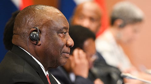 South African President Cyril Ramaphosa attends a meeting with Russian President Vladimir Putin on the sidelines of the BRICS Summit in New Delhi, India, Friday, Sept. 11, 2026.