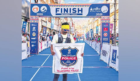 AR contable Banda Anil, successfully completing the challenging 72-km Khardung La Ultra Marathon in Ladakh in 13 hours, 23 minutes and 54 seconds.