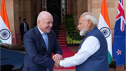 Indian Prime Minister Narendra Modi with New Zealand Prime Minister Christopher Luxon.
