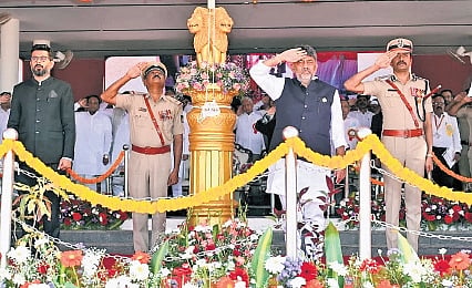 Chief Minister D K Shivakumar inaugurates the 79th Kalyana Karnataka Utsava in Kalaburagi on Thursday