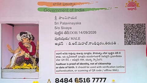 The innovative idol highlights the difficulties faced by several elderly residents in accessing welfare benefits, pensions and other government services due to discrepancies in Aadhaar, PAN and other official records.