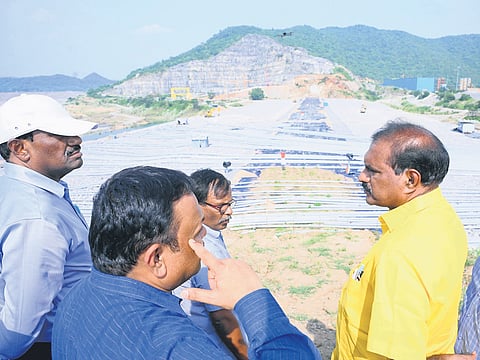 Water Resources Minister N Ramanaidu inspects Polavaram project works