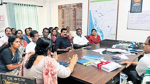 Opposition councillors stage a sit-in at the KWA superintending officer’s office.