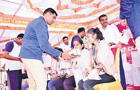 Gangadhar, who runs the bookshop, says his aim is to promote reading habits among the young generation.