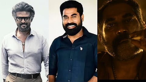 From L to R: Rajinikanth in a poster for Jailer 2, Suraj Venjaramoodu, Suraj as Dileep in Jailer 2
