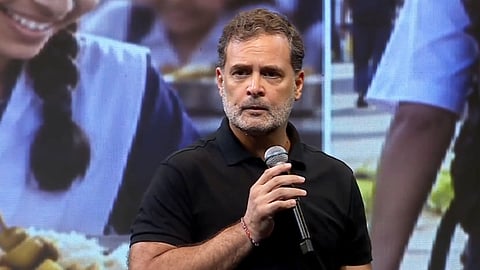 Rahul Gandhi speaking at the ‘Chhatron Ki Goonj’ programme in Indore