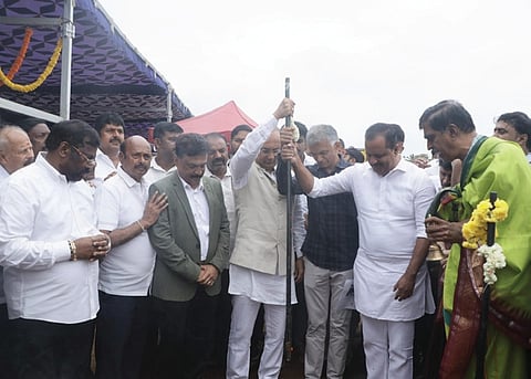 Bengaluru Development Minister Krishna Byre Gowda inaugurates work of a new government hospital at Bellahalli in Yelahanka taluk on Sunday