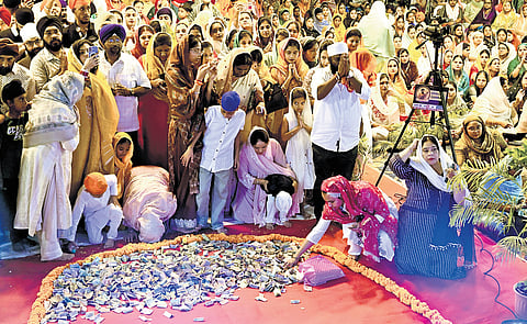 Thousands of Sikh devotees gather at the Exhibition Ground in Nampally in Hyderabad, for the centenary celebrations of the Central Gurudwara Sahib Gowliguda, on Sunday. The event was attended by prominent Sikh community leaders
