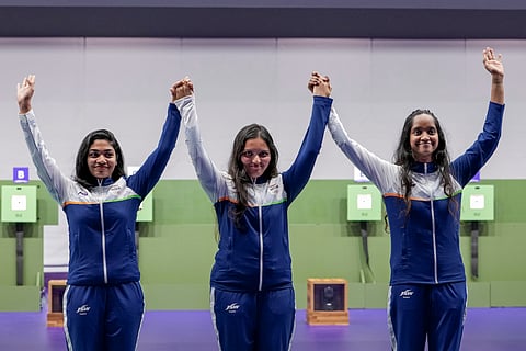 (from left) Vidarsa K Vinod, Sonam Maskar & Elavenil Valarivan