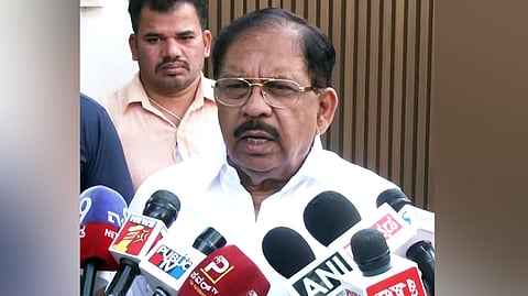 Karnataka Deputy CM G. Parameshwara speaks to media persons in Bengaluru.