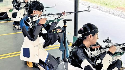 A practice session at Calicut Rifle Club