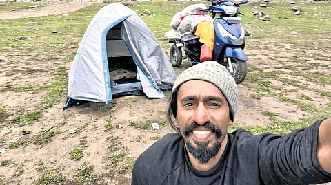 Junais Sathar during a solo trip to Jammu & Kashmir