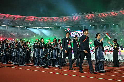 Indian contingent during the Asian Games opening ceremony