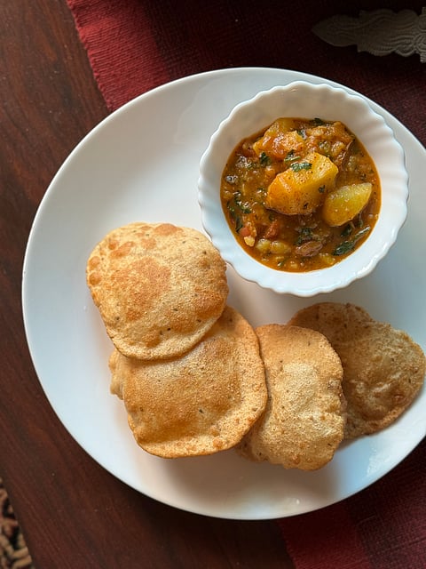 Aloo poori made during shradh