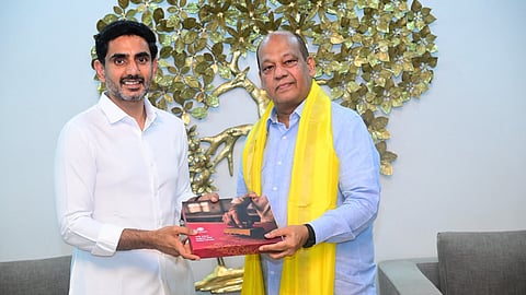 Navin Agarwal, Founder and Chairperson of N.A.N. GreenMet met minister for HRD and IT Nara Lokesh on Wednesday.