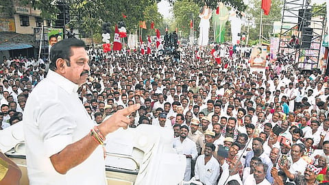 AIADMK general secretary Edappadi K Palaniswami campaigning at Mamandur in Madurantakam on Thursday