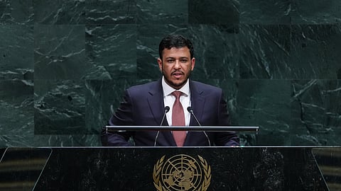 Yemen Vice President Abdullah Abdulkader Al Alimi-Bawzer addresses the 81st session of the United Nations General Assembly at U.N. headquarters Thursday, Sept. 24, 2026