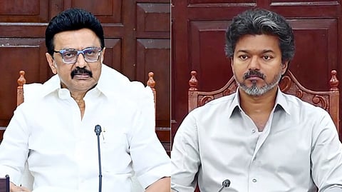 (L-R) DMK President MK Stalin and Tamil Nadu Chief Minister C Joseph Vijay.