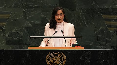 Minister of Foreign Affairs Anita Anand of Canada speaks during the 81st session of the United Nations General Assembly at United Nations headquarters, Saturday, Sept. 26, 2026.