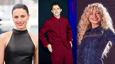 From L to R: Margaret Qualley, Tom Holland, Sabrina Carpenter