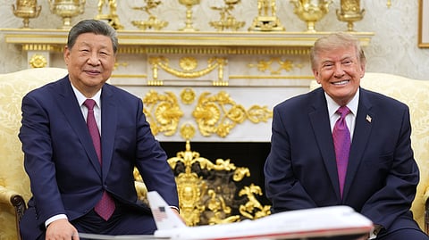 President Donald Trump and China's President Xi Jinping meet in the Oval Office of the White House, Thursday, Sept. 24, 2026, in Washington.