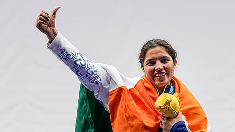 Neeru Dhanda rejoices with her gold medal