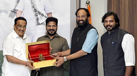 Chief Minister A Revanth Reddy meets CR Patil, Union Minister for Jal Shakti in New Delhi.