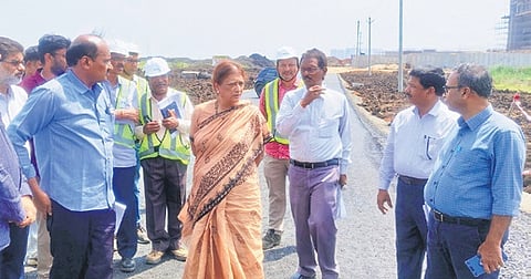 Amaravati Development Corporation (ADC) Chairperson and Managing Director D. Lakshmi Parthasarathi on Wednesday directed engineering officials to significantly mobilise additional labour across capital construction sites to ensure uninterrupted infrastructure development. Inspecting key project stretches, she instructed officials to expedite works between October and May to demonstrate visible on-ground progress.