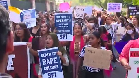 The protesters raised concerns over an alarming increase in reported cases of rape and sexual harassment, including those involving minor girls, over the past two weeks.