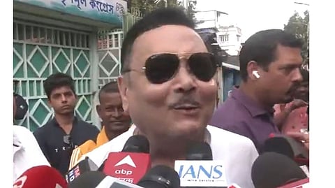 Rebel TMC MLA Madan Mitra speaks to the media in Kolkata.