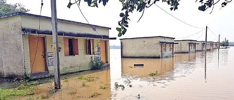 The inundated PMAY housing units allotted to ST families in Tirtol.