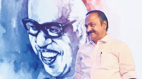 Chief Minister V D Satheesan moving to the podium to deliver the Hormis Memorial Lecture at the Grand Hyatt in Kochi on Friday