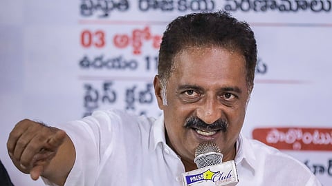 Actor Prakash Raj addresses a press conference on the SIR process, at Press Club, in Hyderabad, Telangana, Saturday, Oct. 3, 2026.