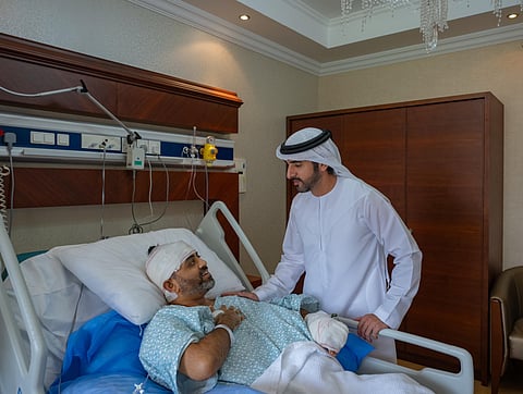 Crown Prince Hamdan visited Machchhar at the hospital where he is undergoing treatment.